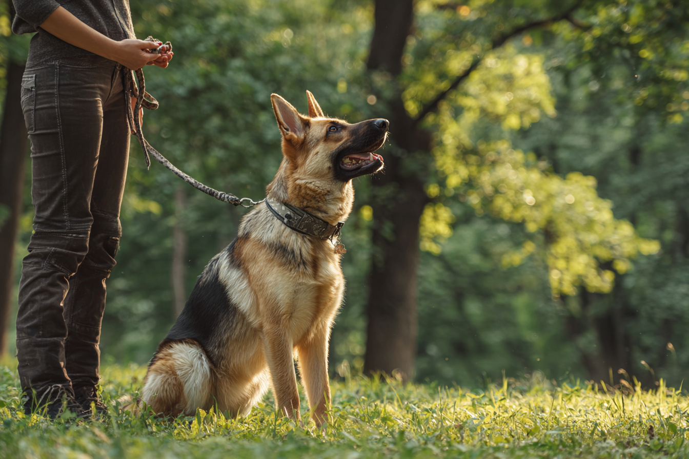 Person with a dog in park